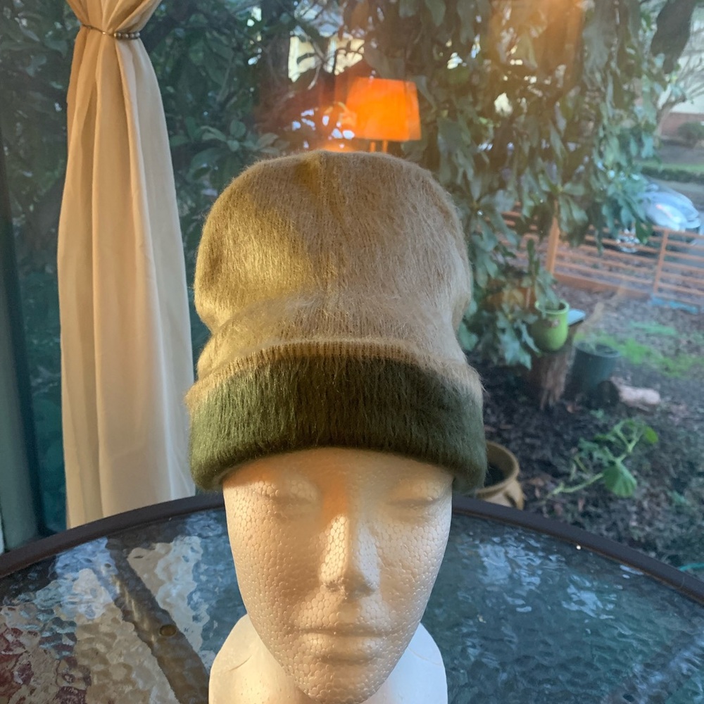 New Beige Dusty Forest Green Beanie Cap Hat Brand New Andean Alpaca Unisex Soft